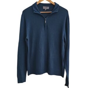 Qi New York Wool Cashmere Quarter Zip Sweater Men’s Large Lightweight Luxury